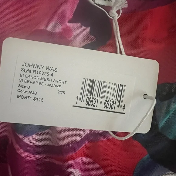Johnny Was Multicolor Eleanor Mesh Short Sleeve Tee Size S - Picture 4 of 8